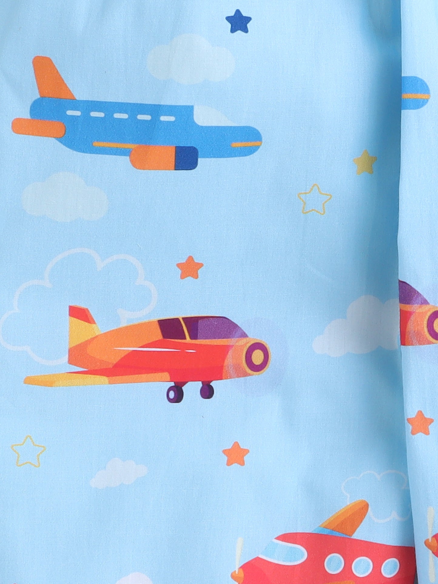 Airplanes, Coptors & Hot Air Balloons Print- Blue