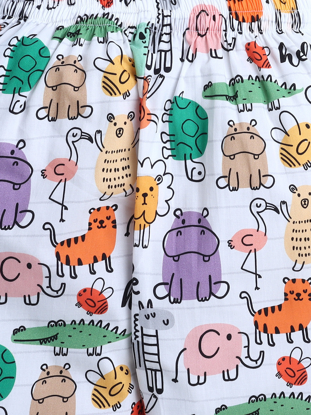 Animals Print Nightsuit- White