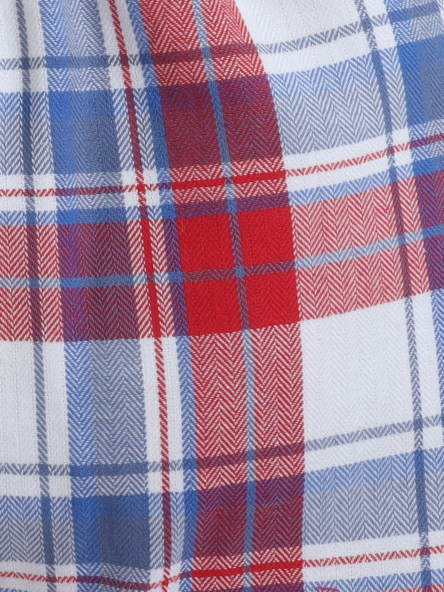 Red and Blue Checks Nightsuit with Aeroplane Embroidery- Red & Blue