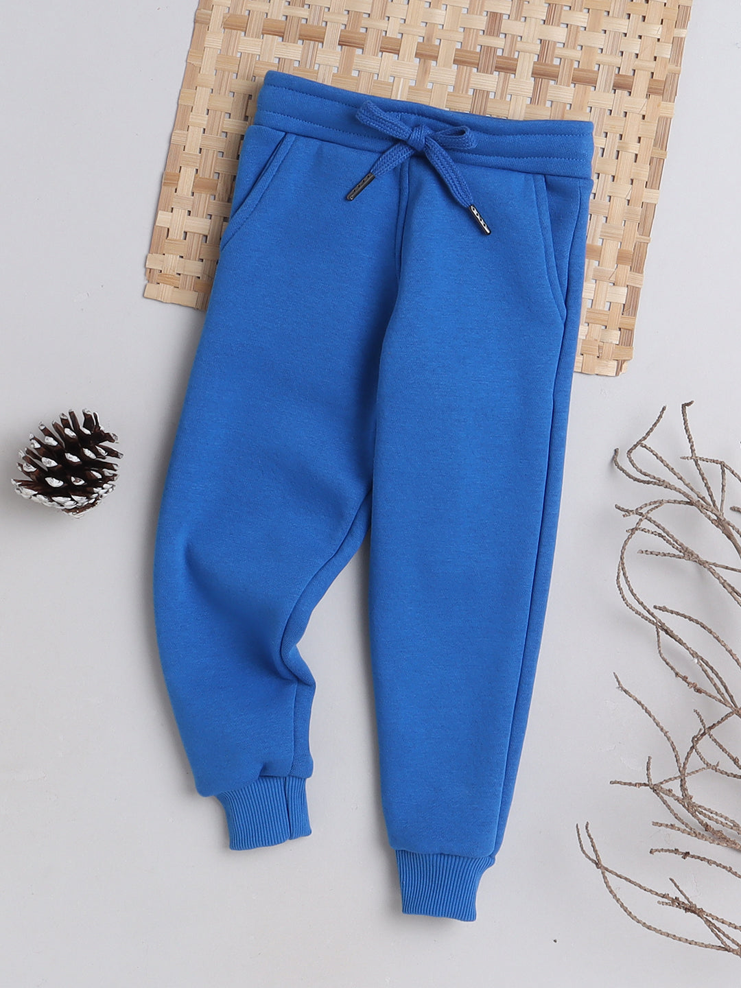 Knitting Doodles Kid's Trackpant with warm Fleece and Elasticated waist- Blue