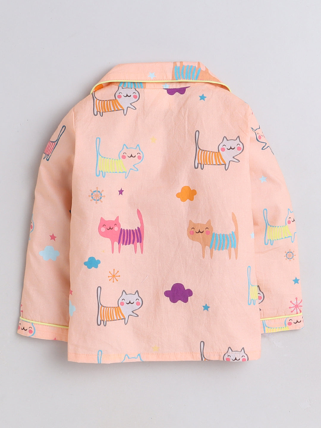 Cats Print Night Suit- Peach