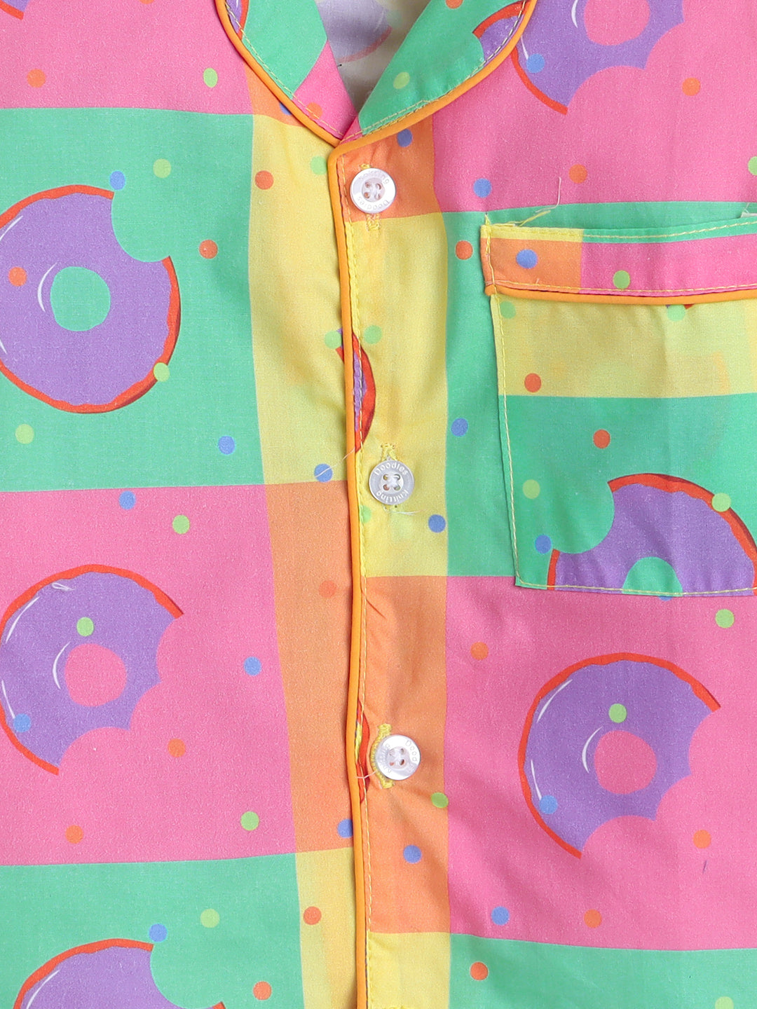 Donuts Print Night Suit- Multicolored