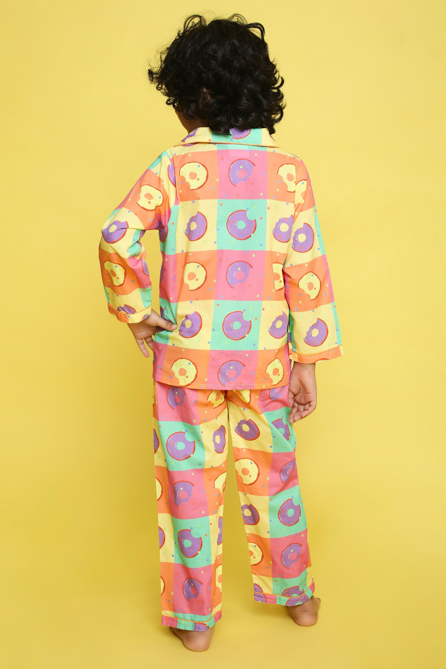 Donuts Print Night Suit- Multicolored