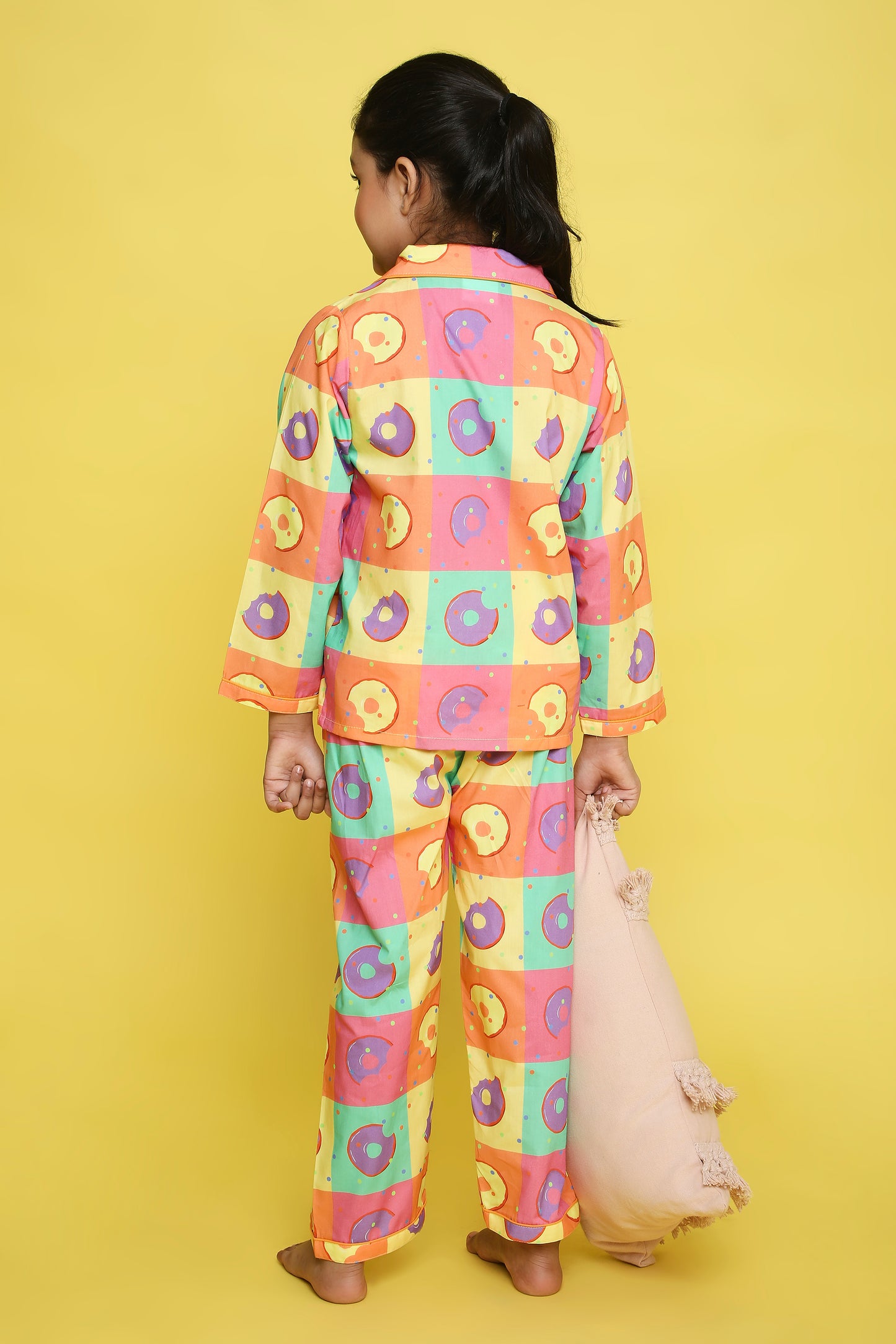 Donuts Print Night Suit- Multicolored