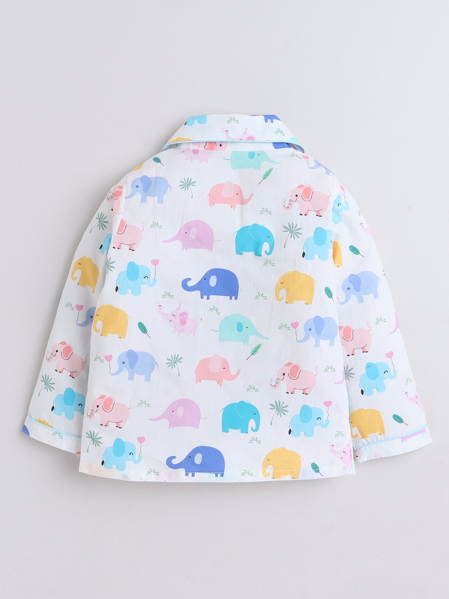Elephants Print Nightsuit- Off White