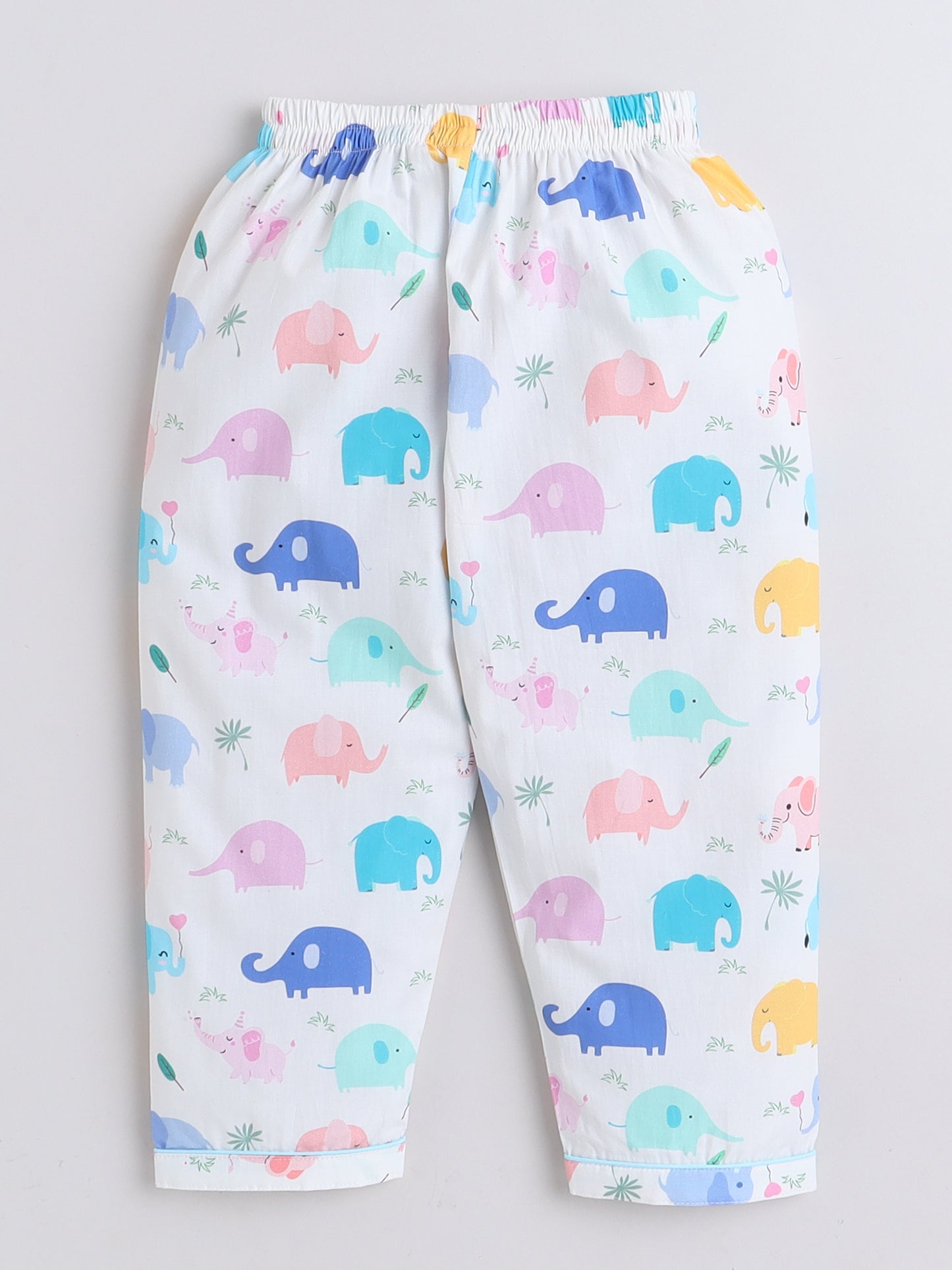 Elephants Print Nightsuit- Off White