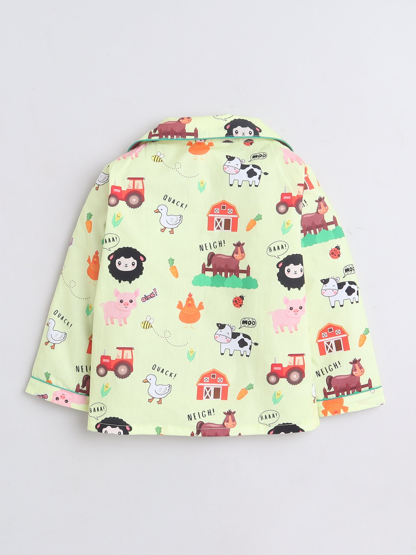 Farm Animals Print Night Suit- Light Yellow