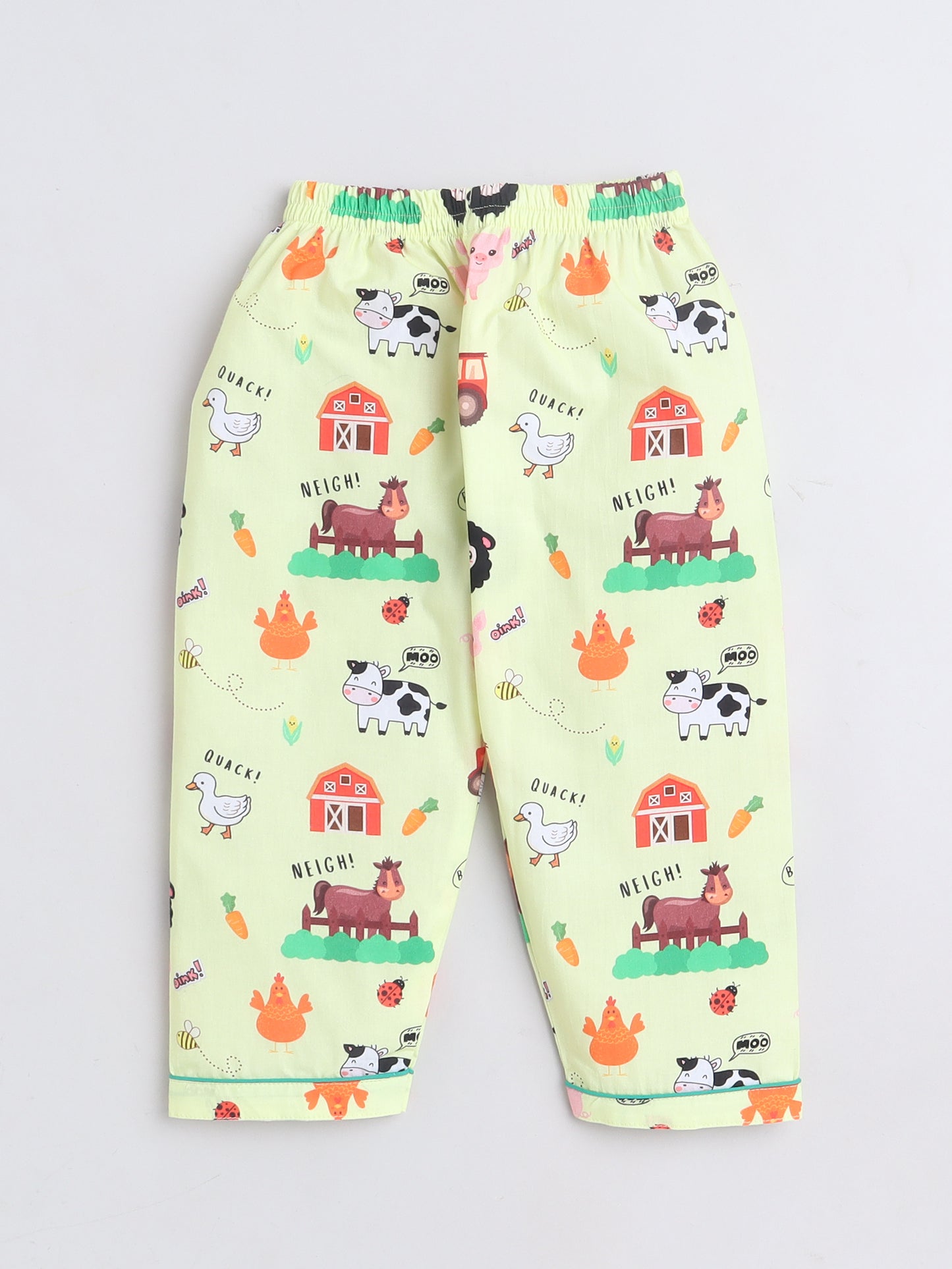 Farm Animals Print Night Suit- Light Yellow
