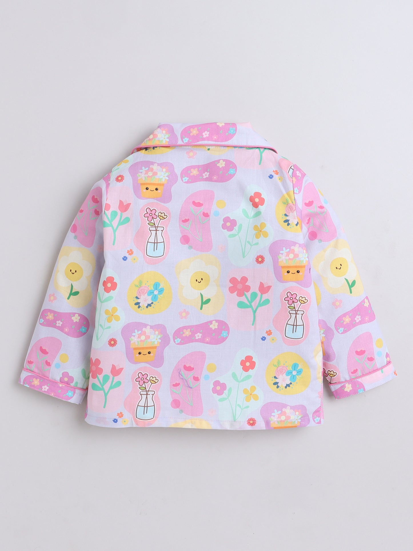 Flowers Print Nightsuit- Lilac