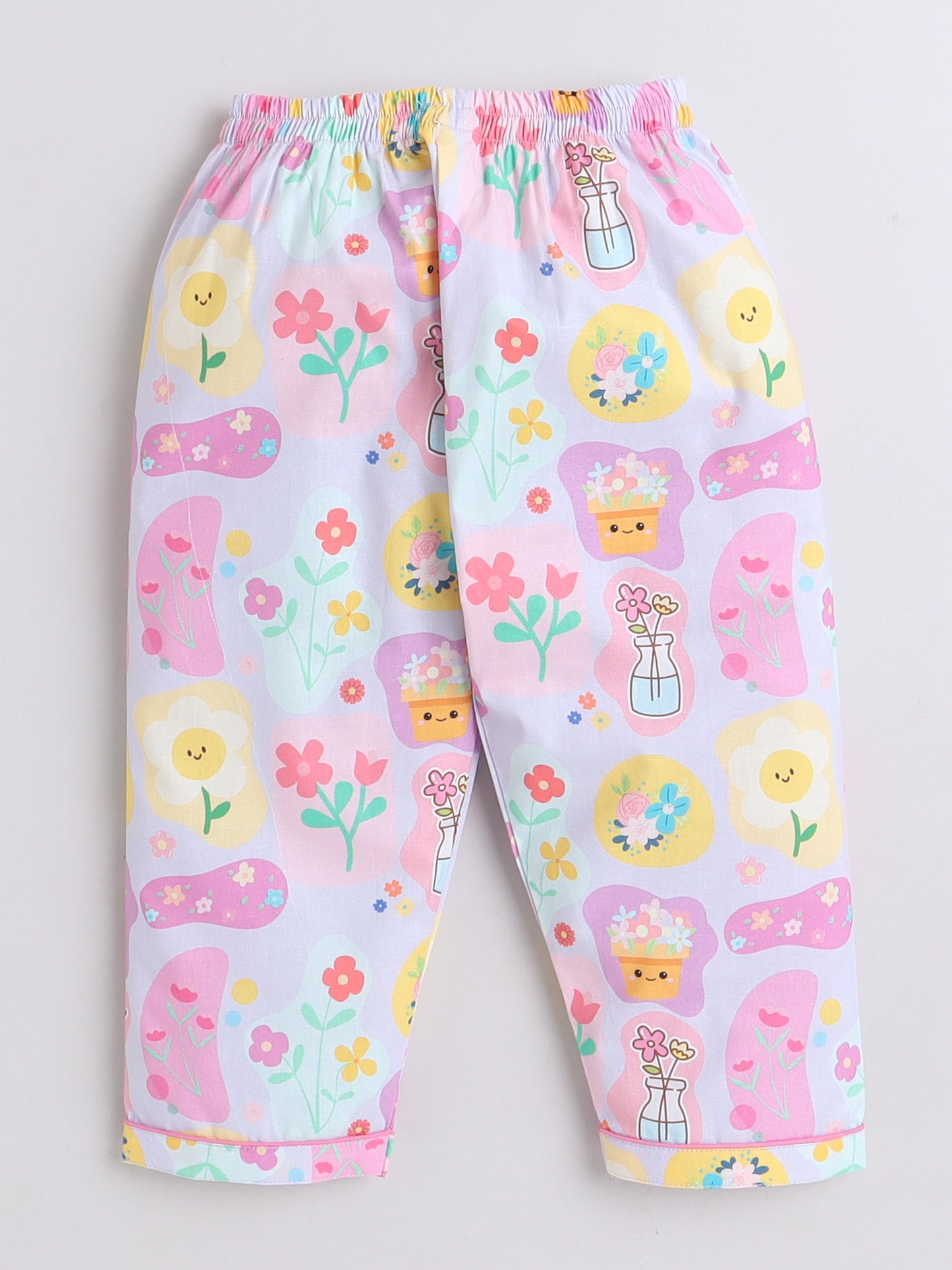 Flowers Print Nightsuit- Lilac