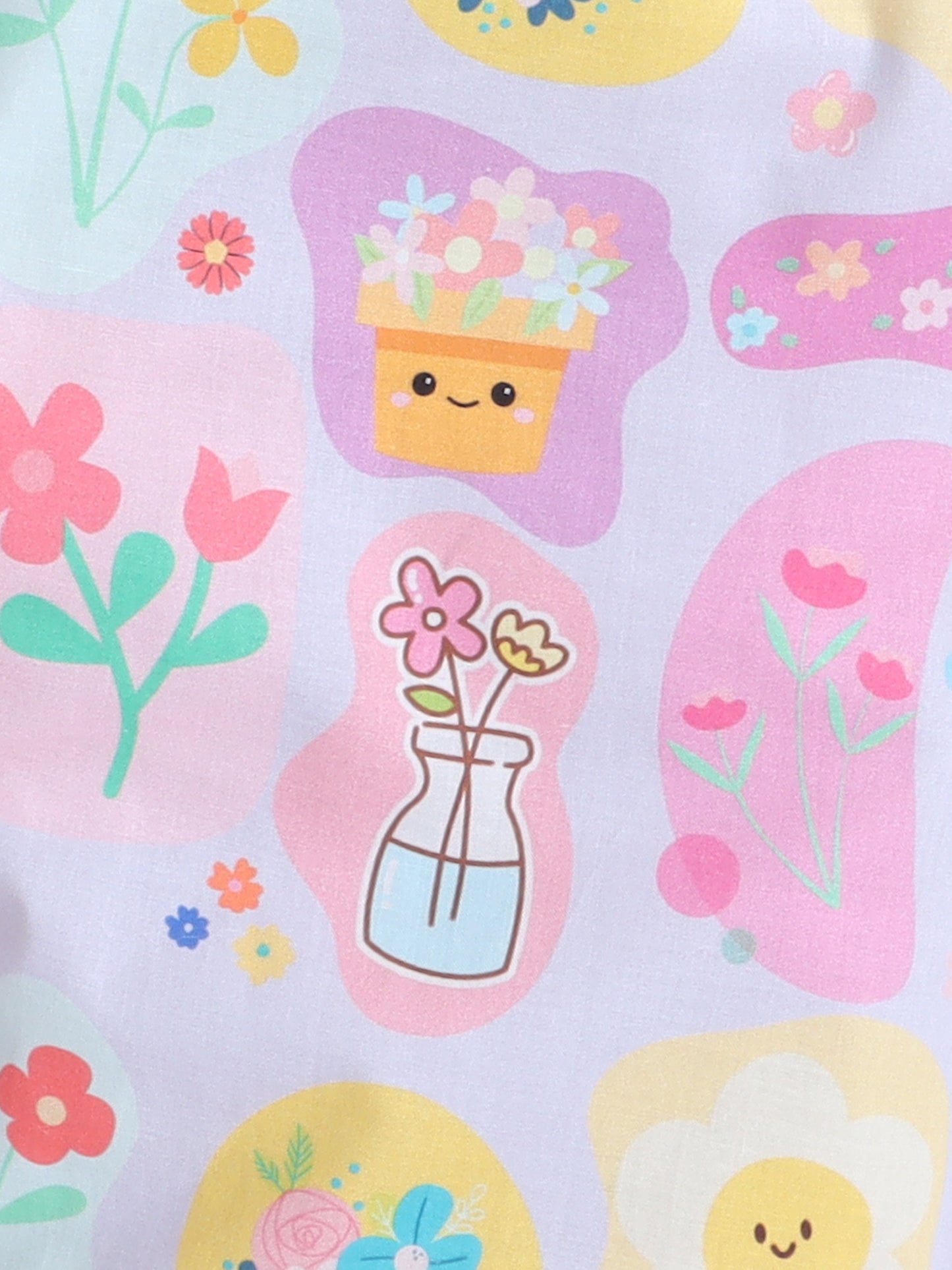 Flowers Print Nightsuit- Lilac