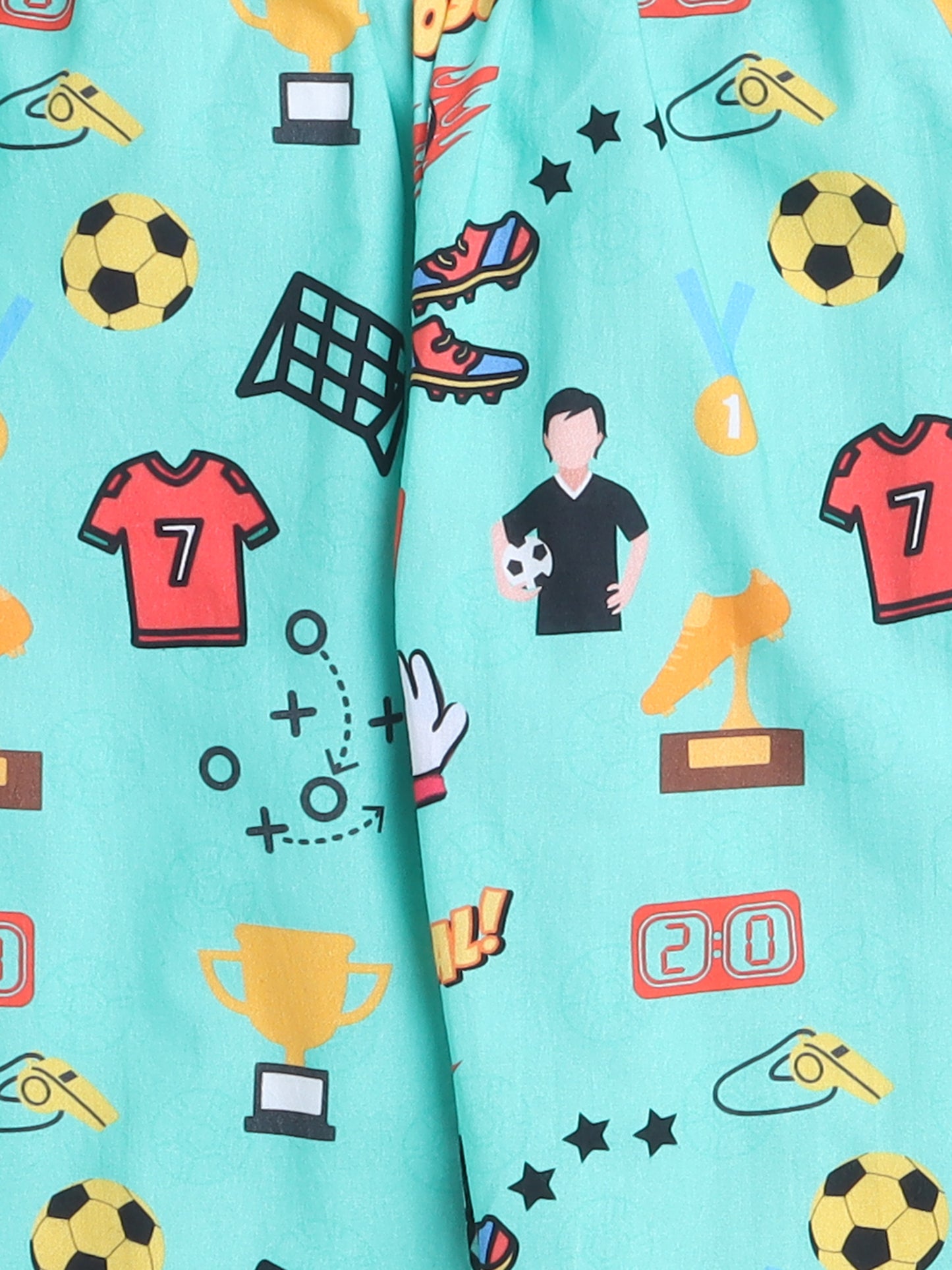 Soccer Print Night Suit- Green