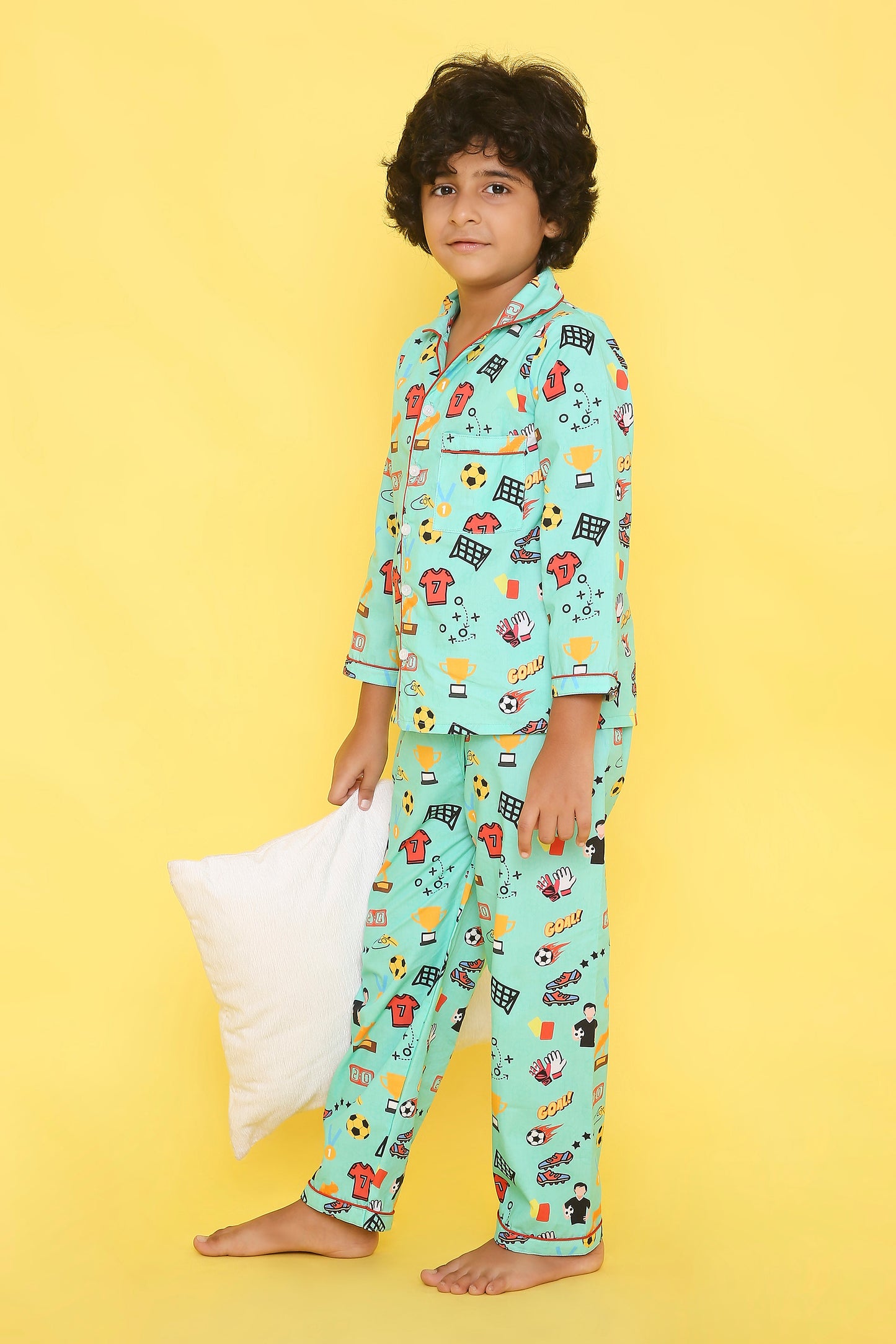Soccer Print Night Suit- Green