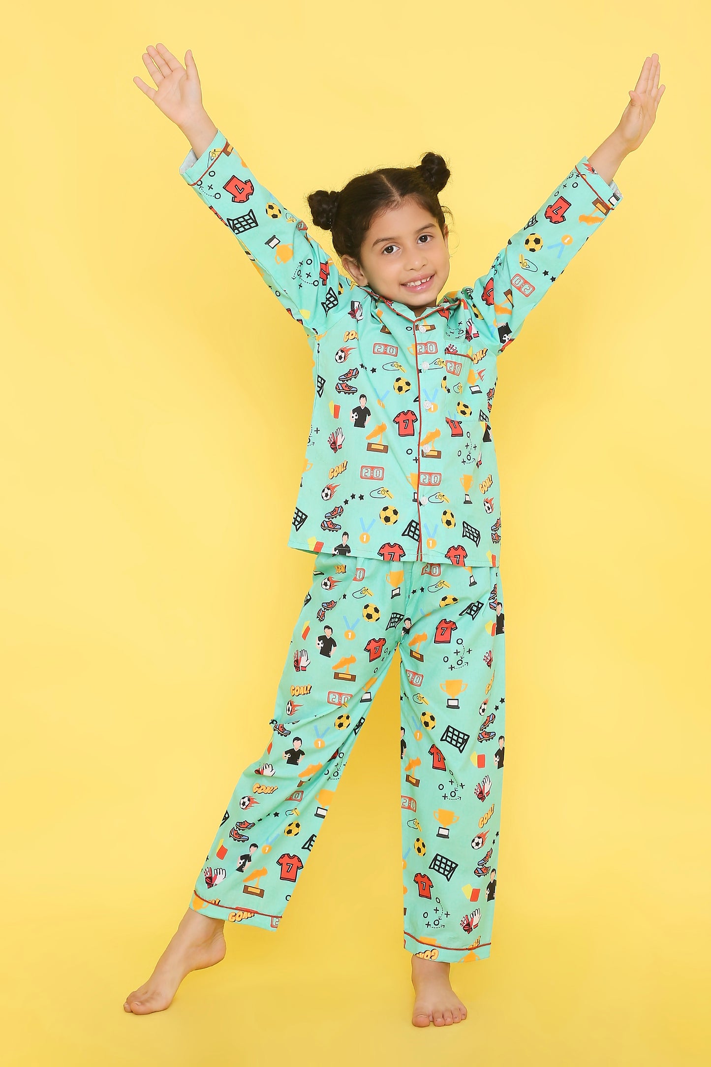 Soccer Print Night Suit- Green