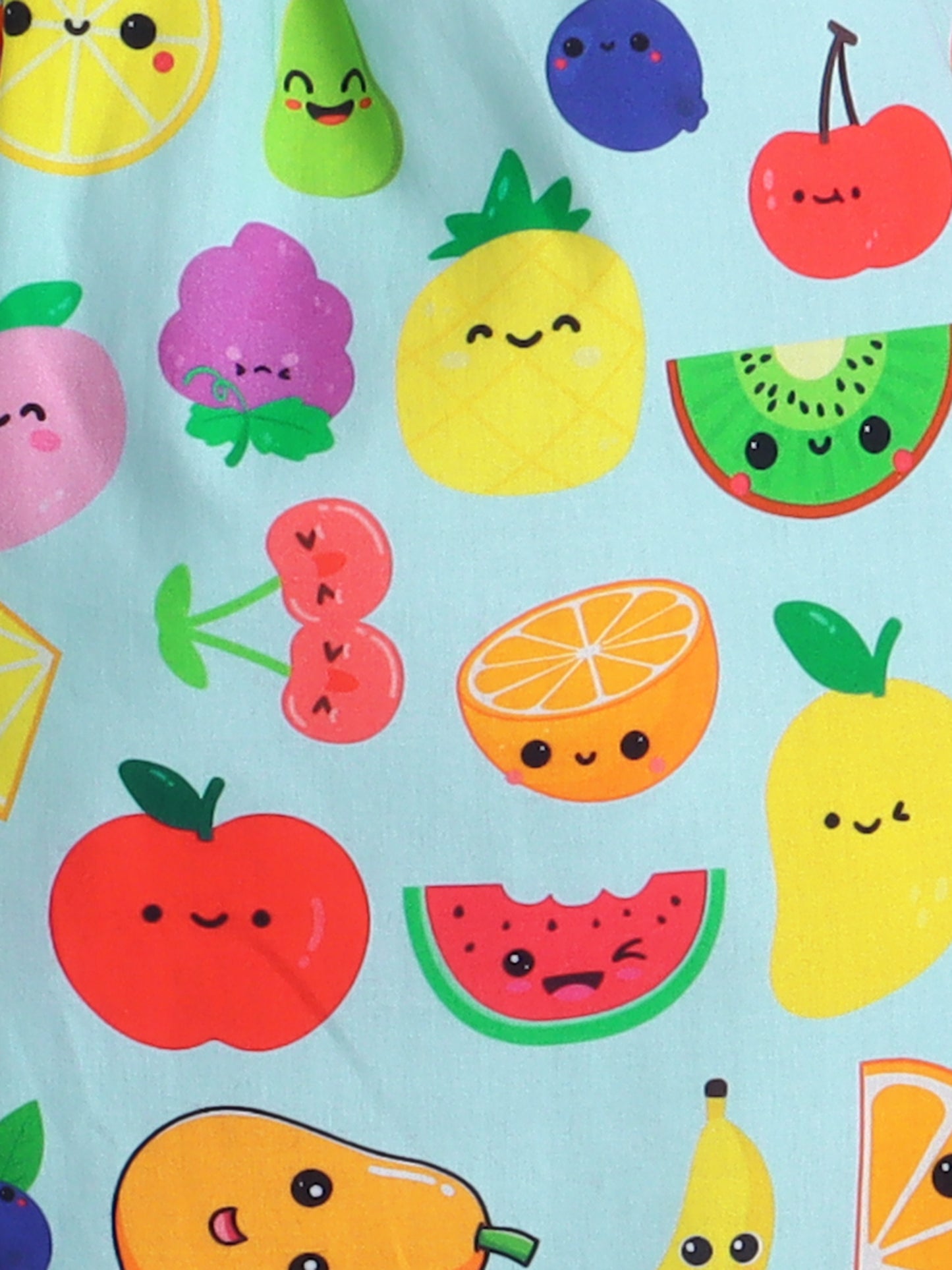 Fruits Print Nightsuit- Light Blue
