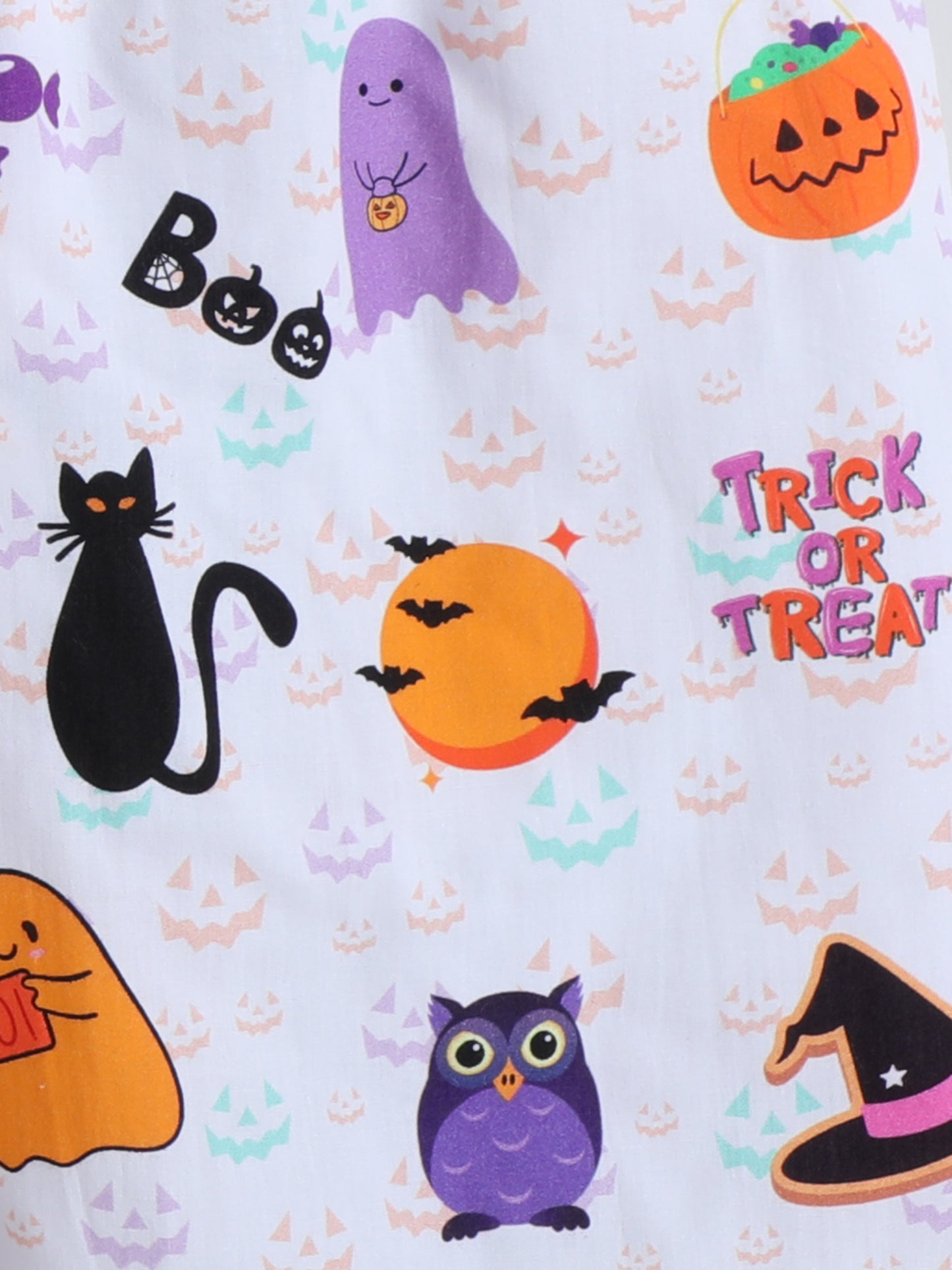 Haloween Pumpkin and Ghosts Print- White