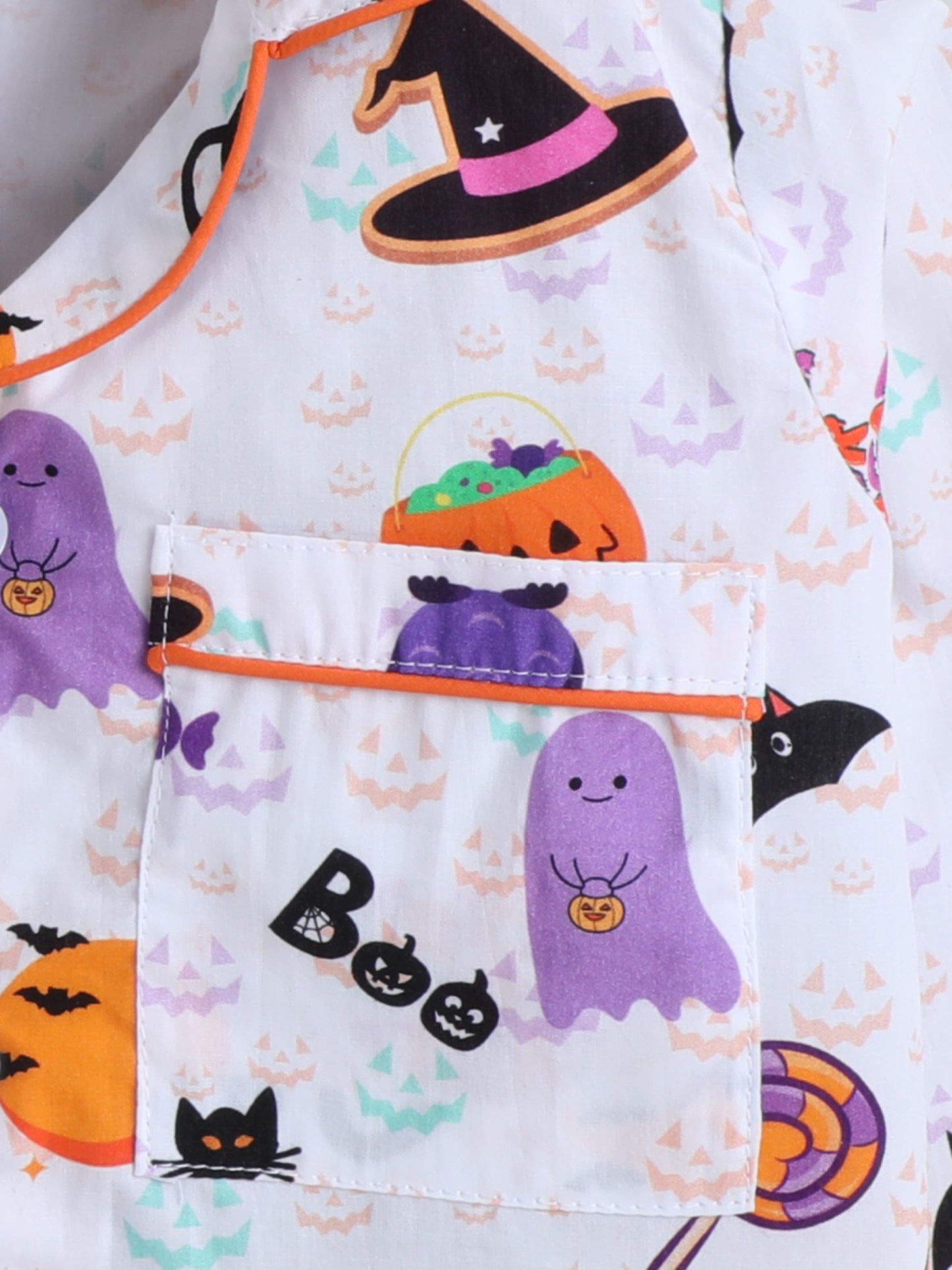 Haloween Pumpkin and Ghosts Print- White