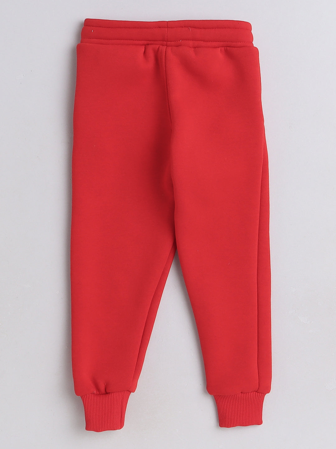 Knitting Doodles Kid's Trackpant with warm Fleece and Elasticated waist- Red