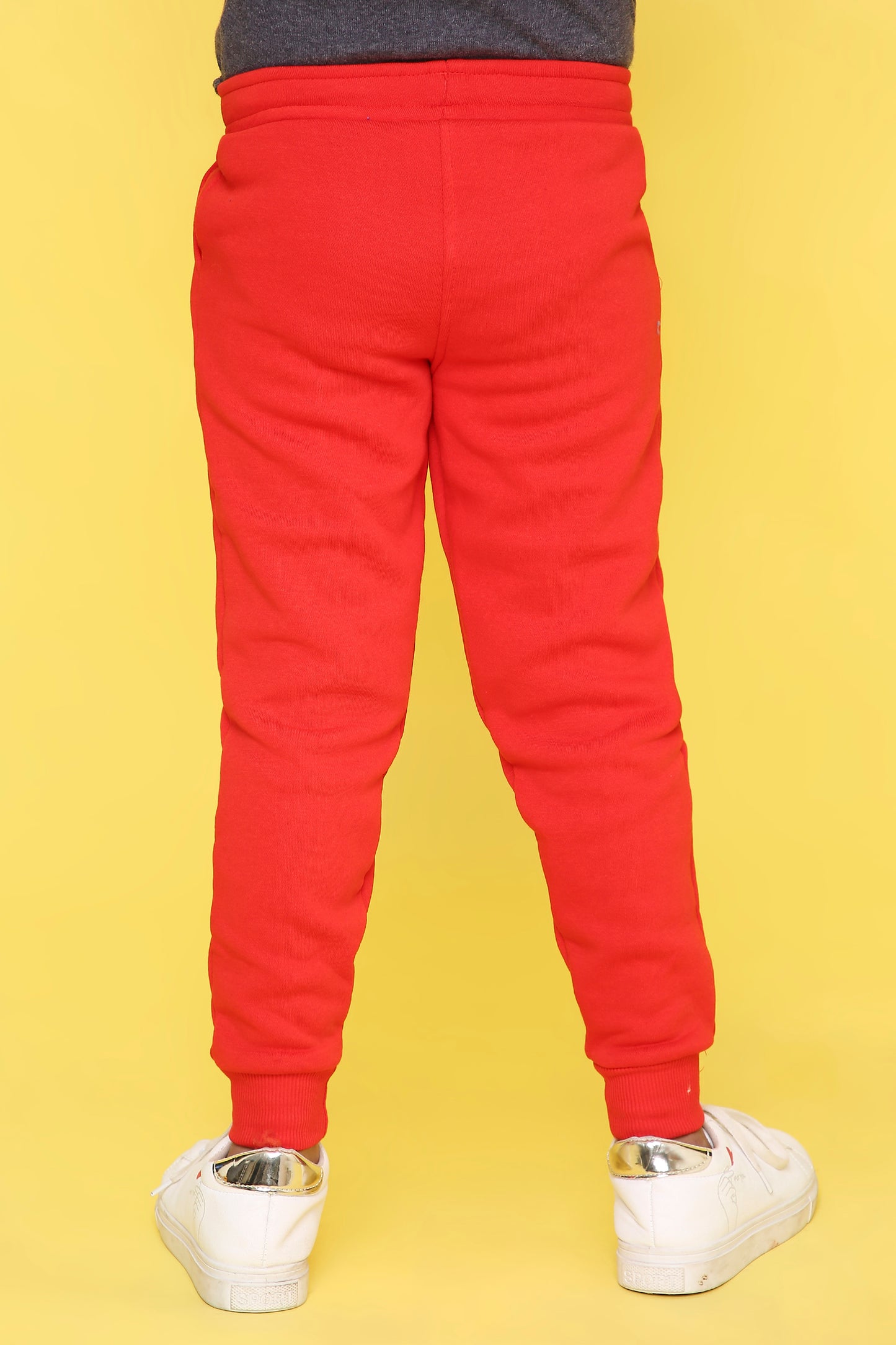 Knitting Doodles Kid's Trackpant with warm Fleece and Elasticated waist- Red