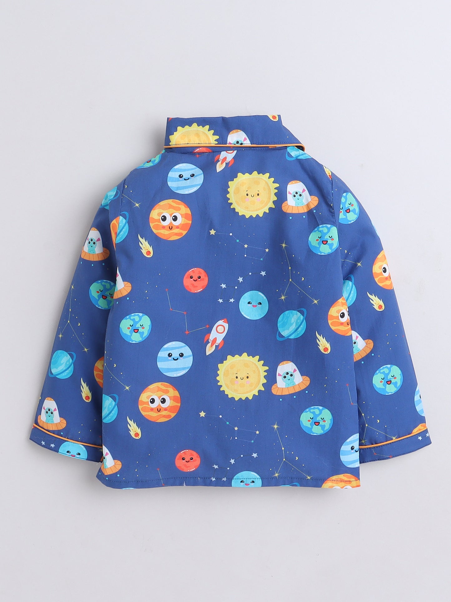 Space and Planets Print Nightsuit- Blue