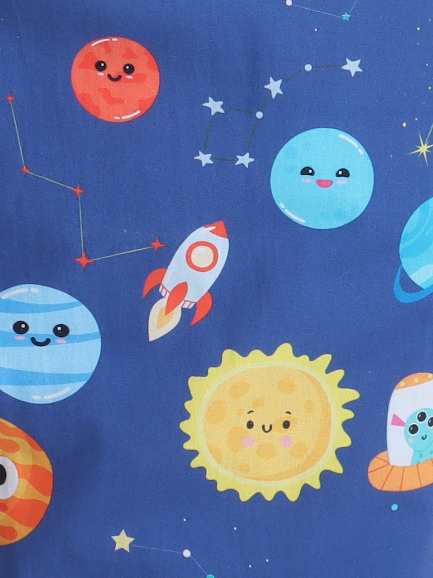 Space and Planets Print Nightsuit- Blue