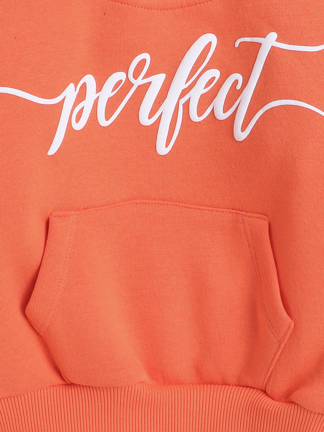 Knitting Doodles Kids' Sweat Shirt with Warm Fleece and Smart Perfect Puff Print- Orange
