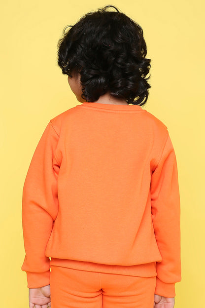 Knitting Doodles Kid's Sweatshirt with Warm Fleece- Orange