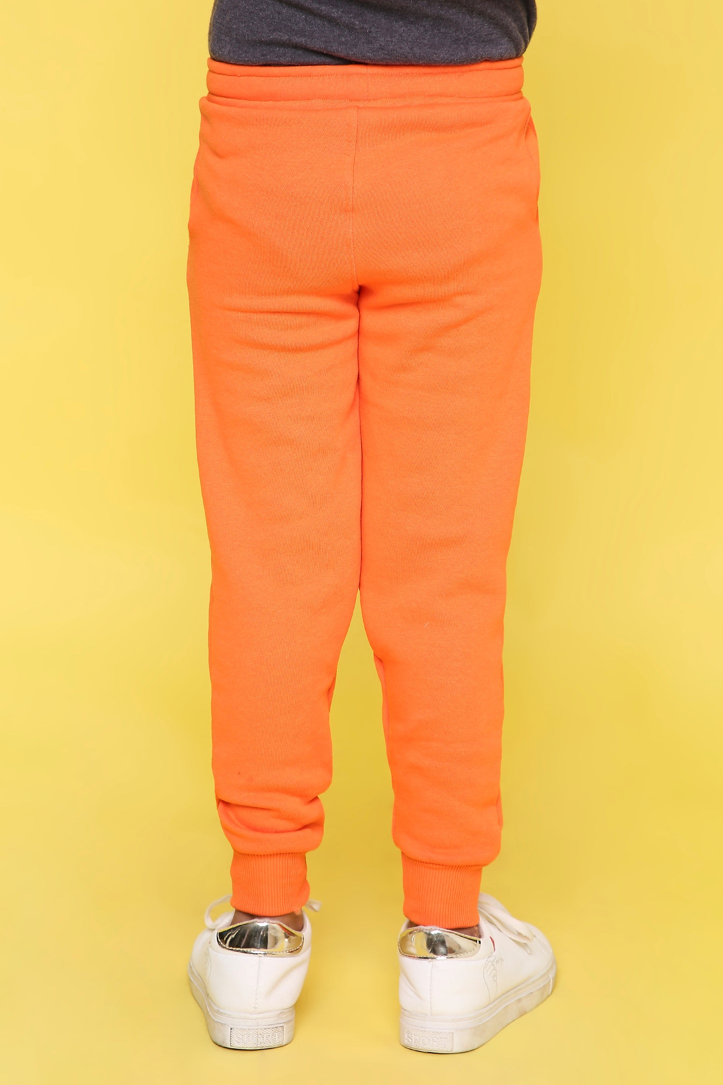 Knitting Doodles Kid's Trackpant with warm Fleece and Elasticated waist- Orange