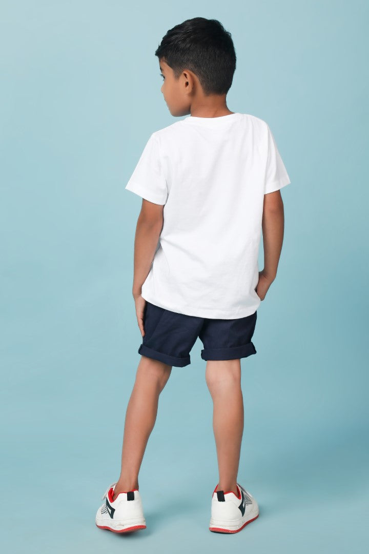 Knitting Doodles Pure cotton Boys' White t-shirt with Pineapple print- White