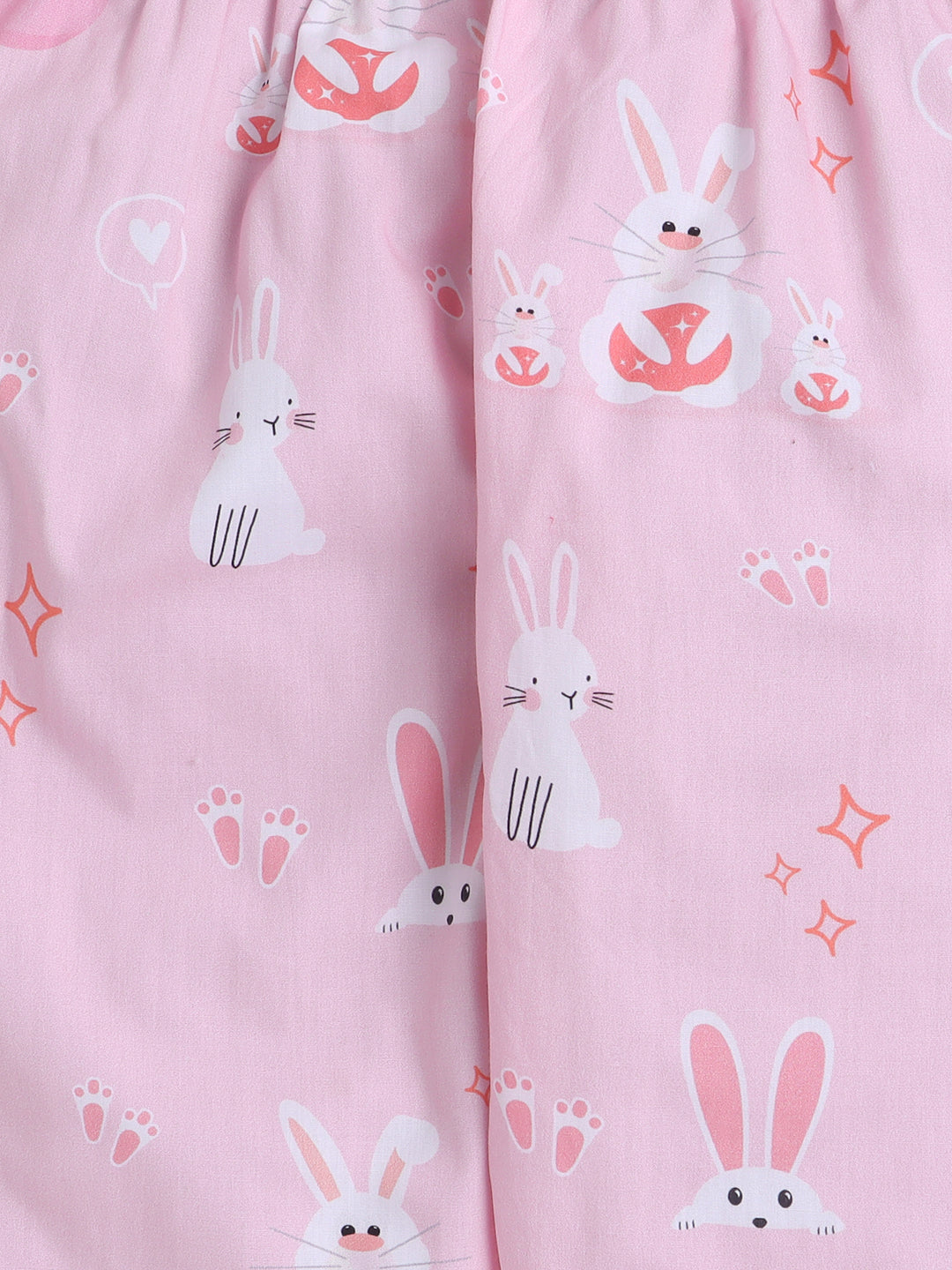 Bunnies Print Night Suit- Pink