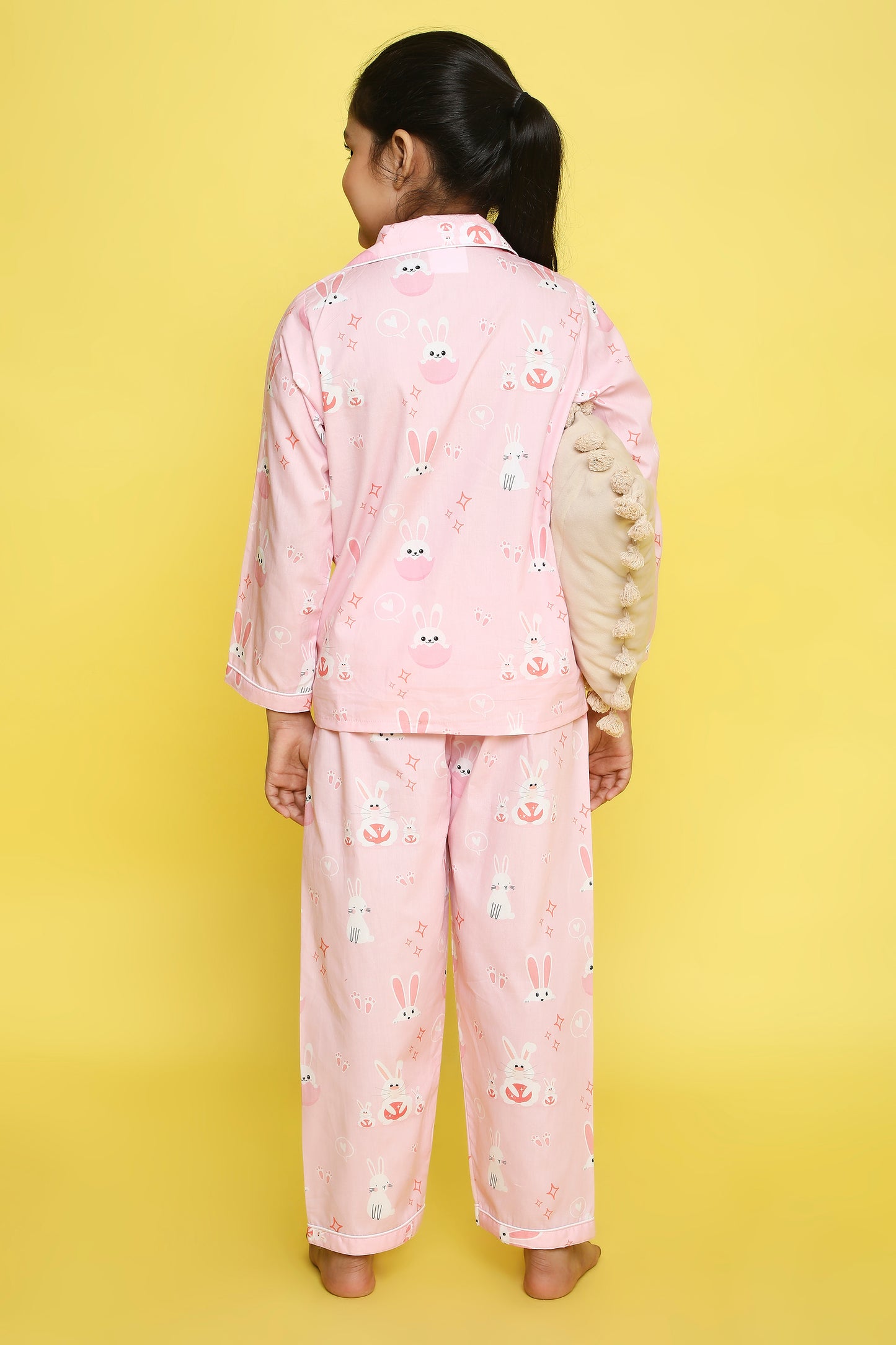 Bunnies Print Night Suit- Pink