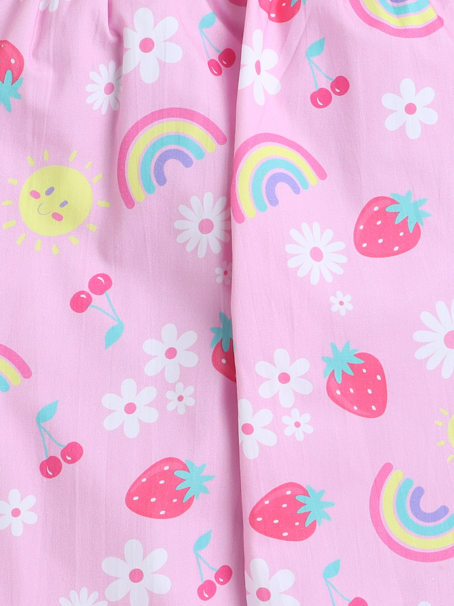 Flowers, Rainbows and Strawberries Print- Pink