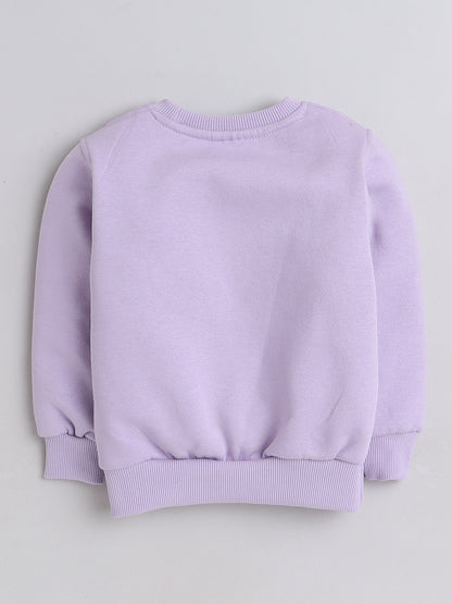 Knitting Doodles Kids' Sweat Shirt with Warm Fleece and smart flowers Print- Purple
