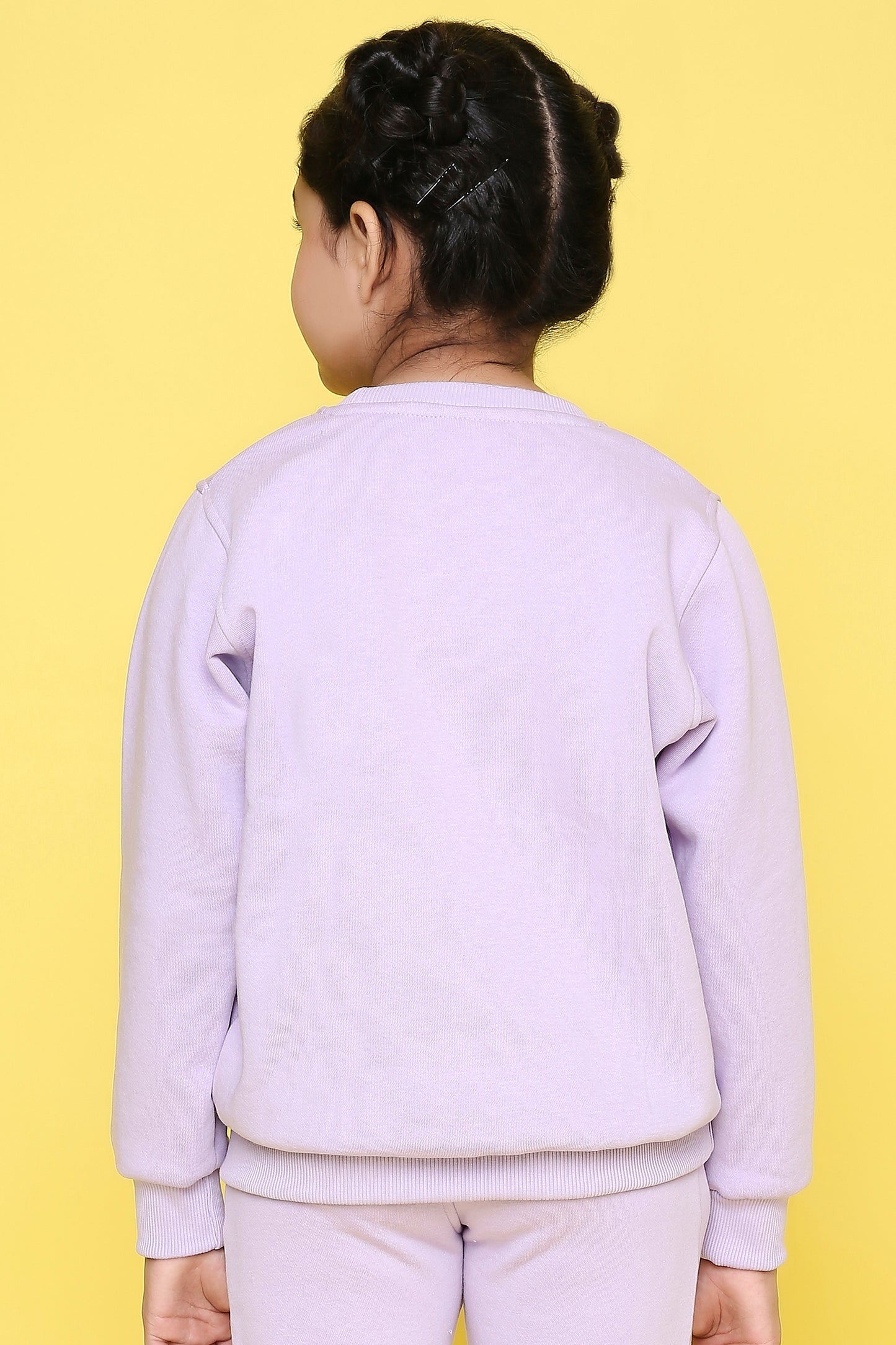 Knitting Doodles Kids' Sweat Shirt with Warm Fleece and smart flowers Print- Purple