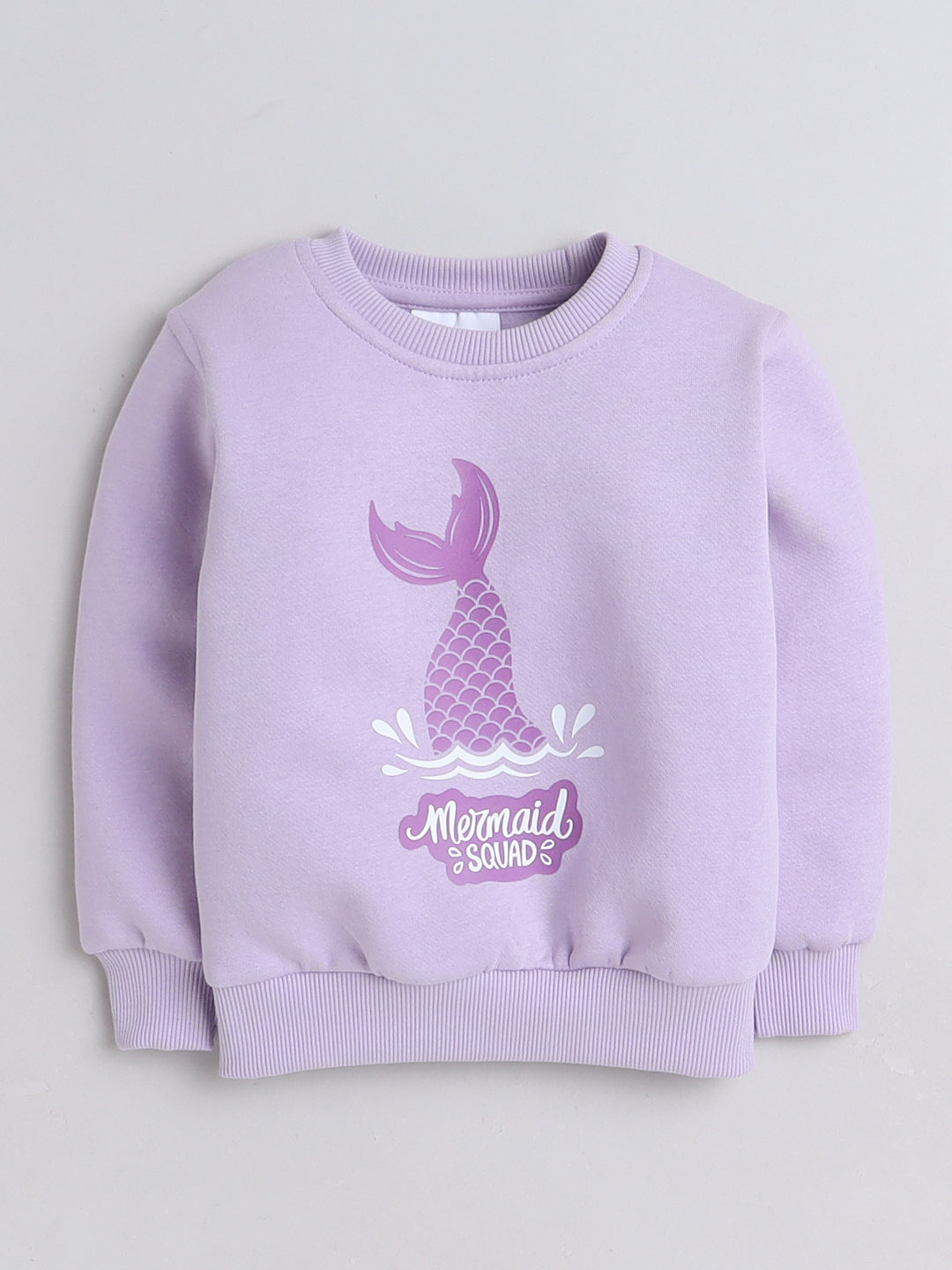 Knitting Doodles Kids' Jogger Set with Warm Fleece and Pretty Mermaid Squad Print- Purple