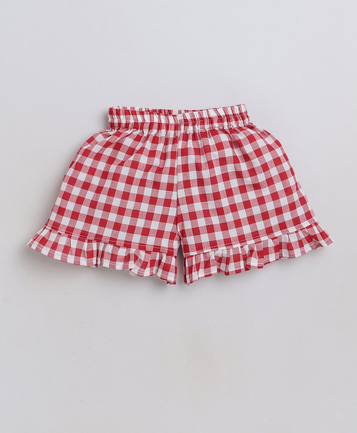 Red and White Checks Coord set with Shorts and top with Cute Bows