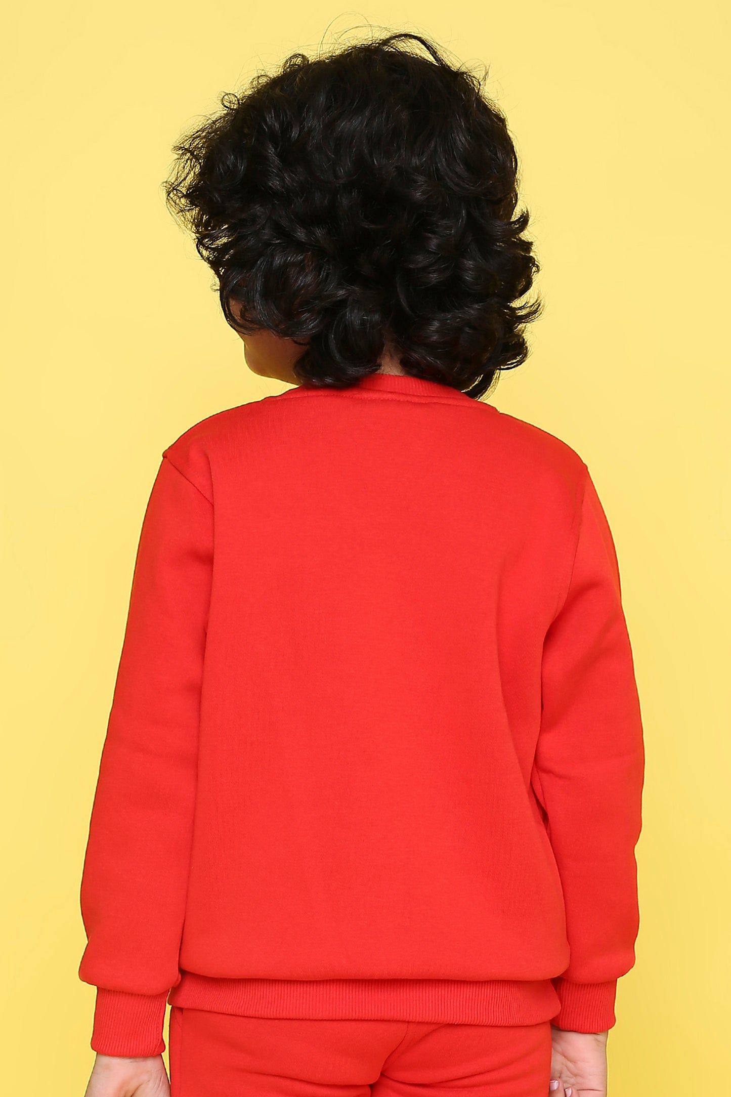 Knitting Doodles Kid's Sweatshirt with Warm Fleece and Pocket in front- Red