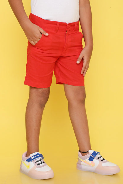 Boys' Shorts with Adjustable Waist- Red
