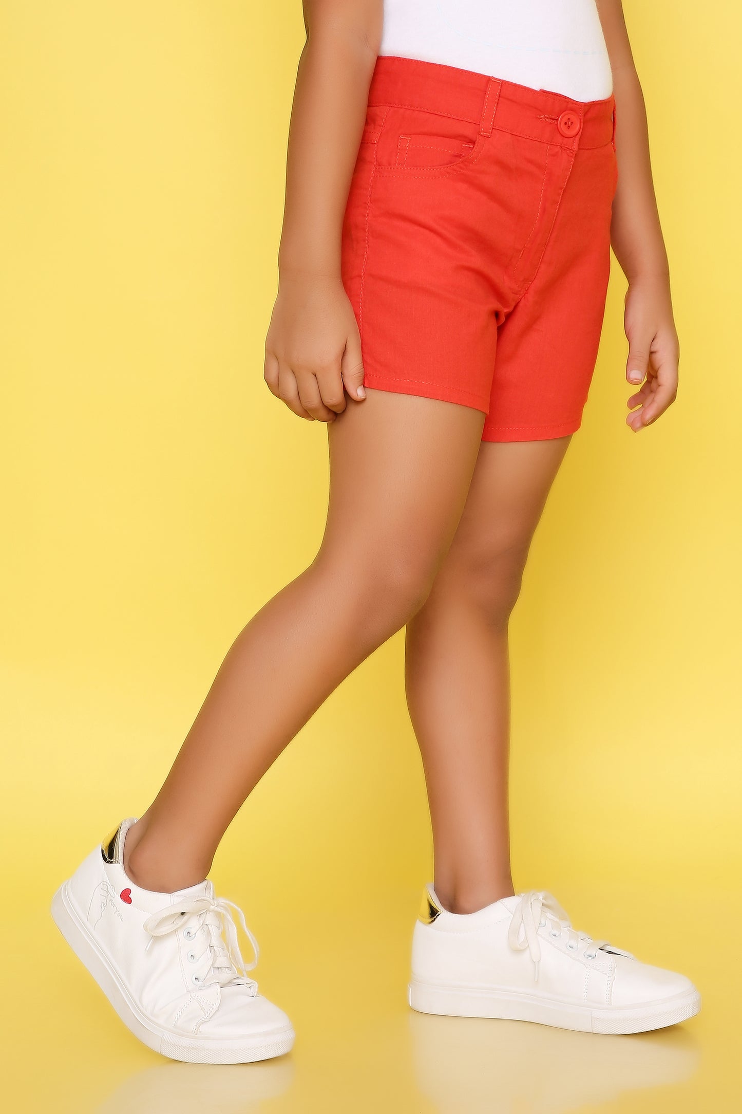Girls' Shorts with Adjustable Waist- Red