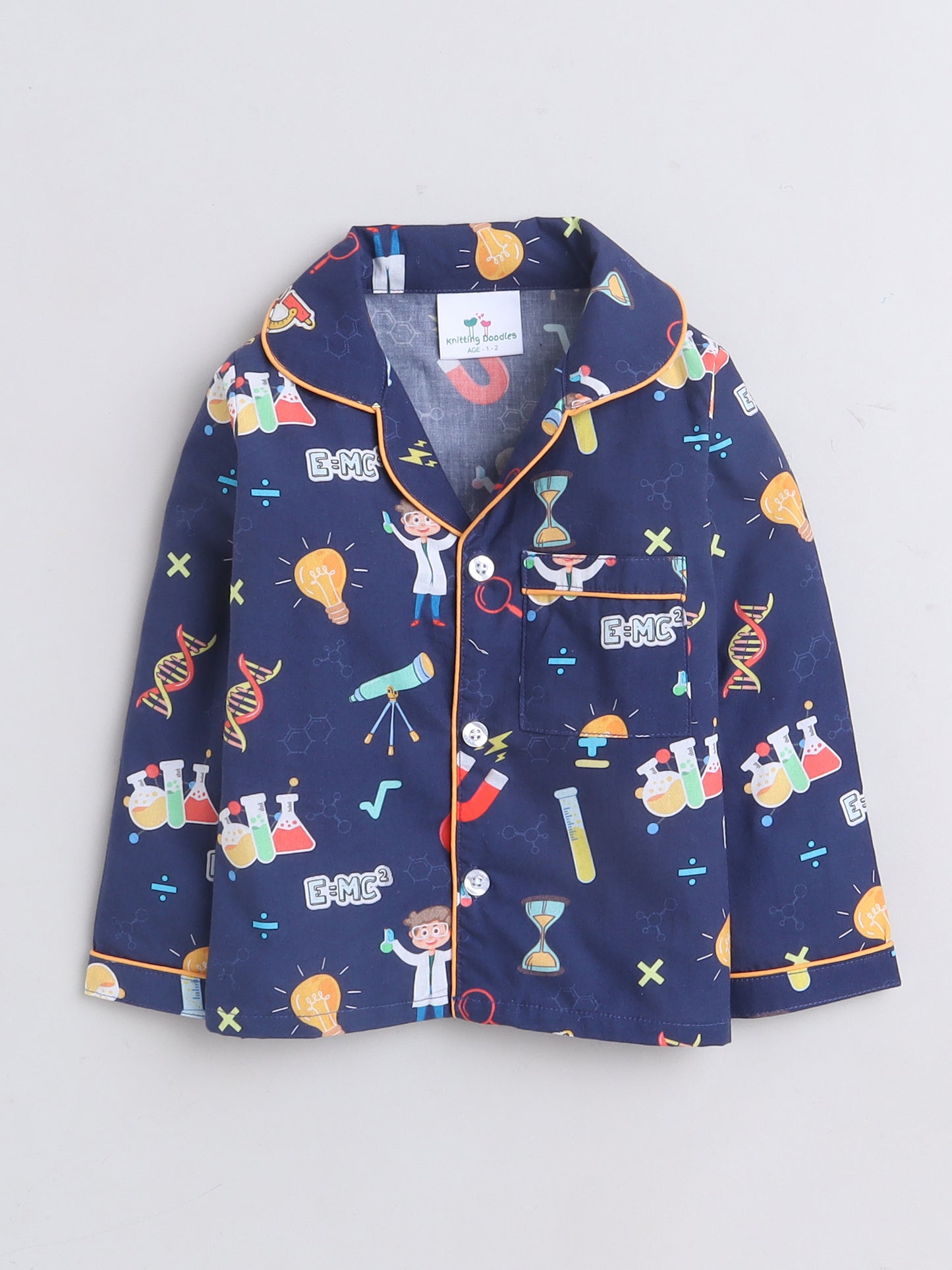 Science Print Night Suit- Blue