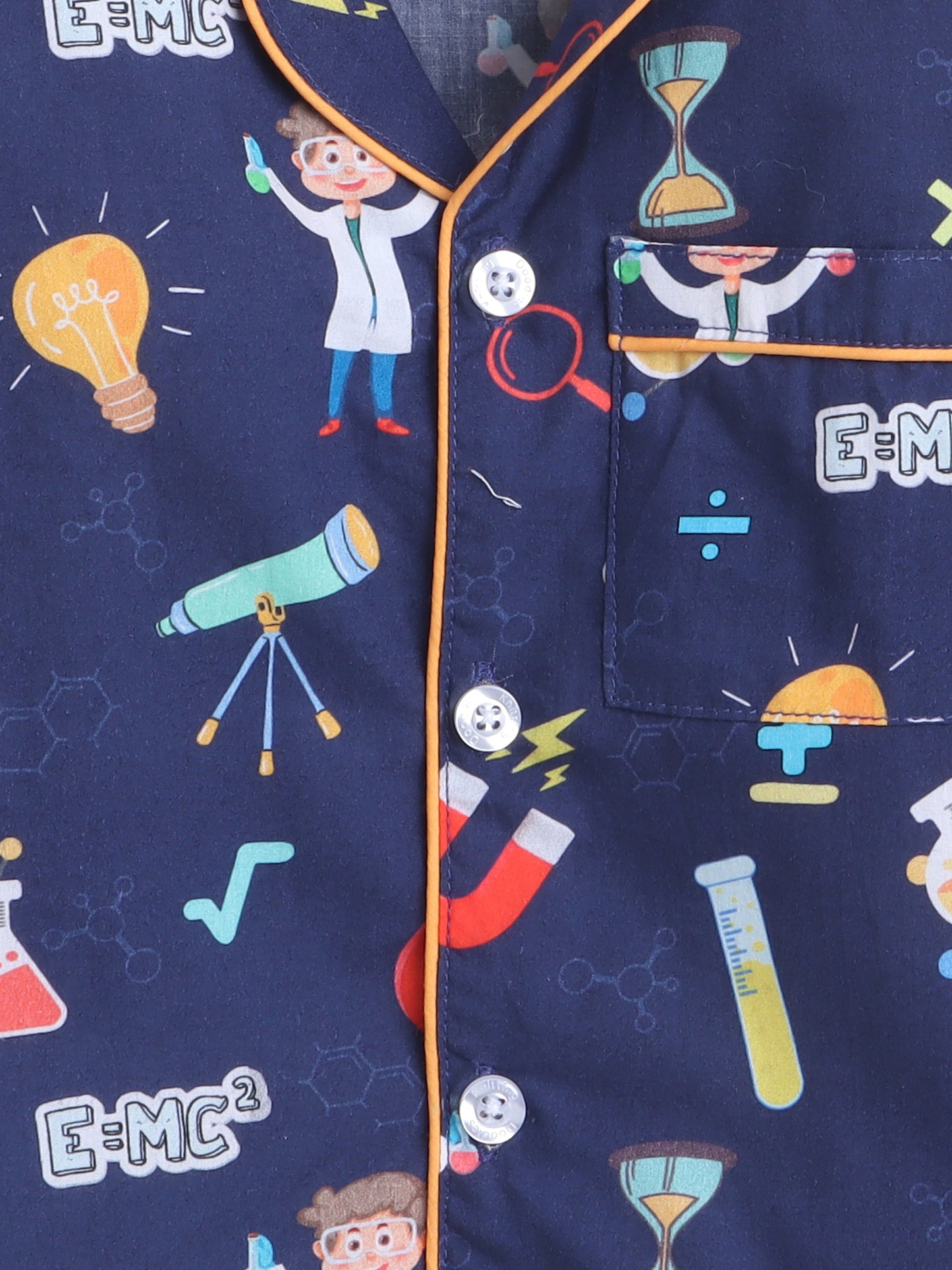 Science Print Night Suit- Blue