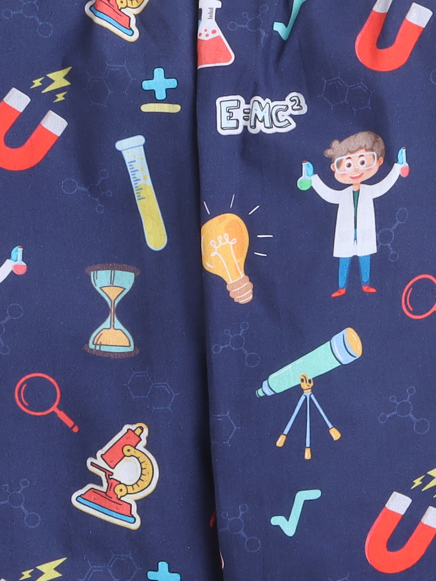 Science Print Night Suit- Blue