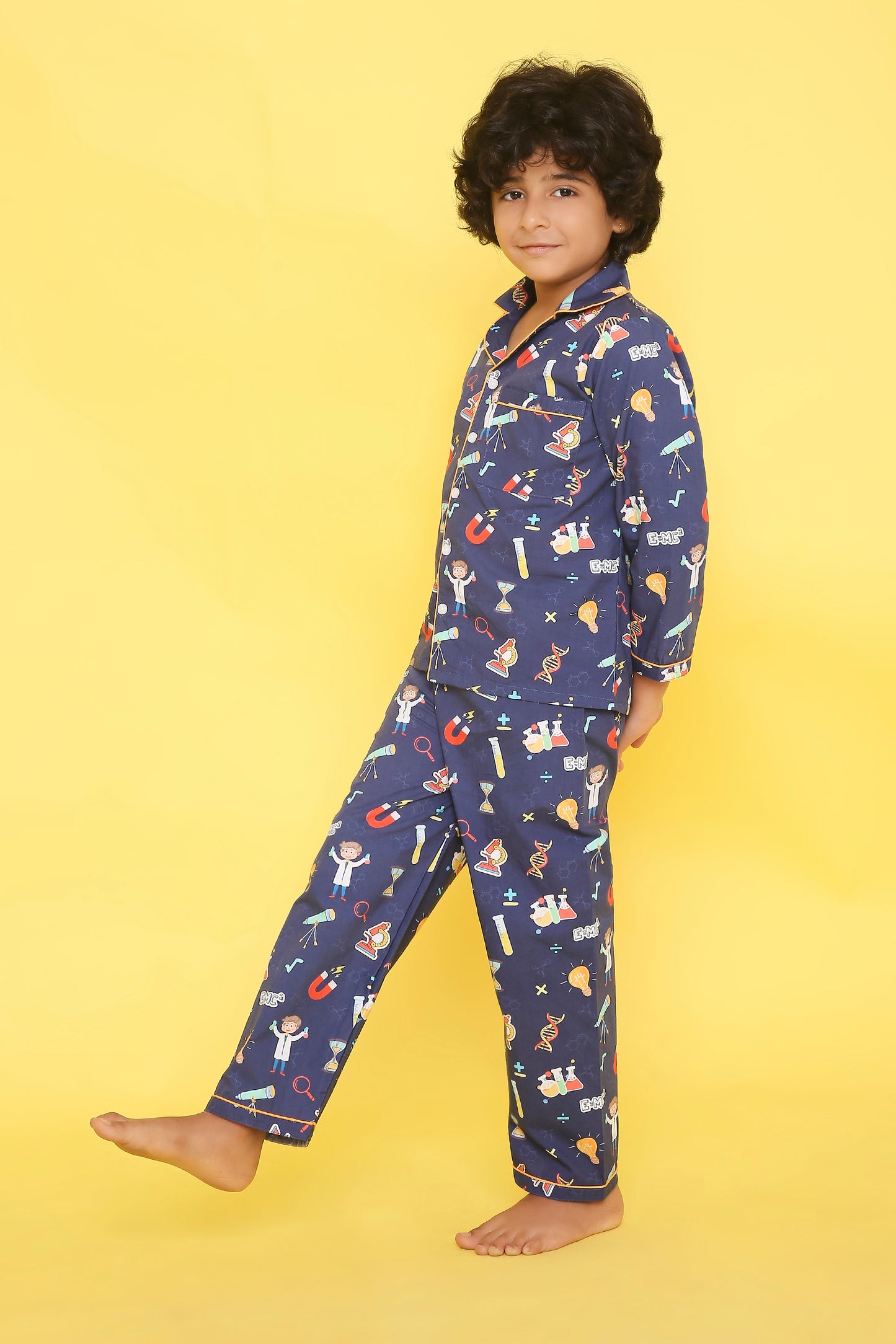 Science Print Night Suit- Blue