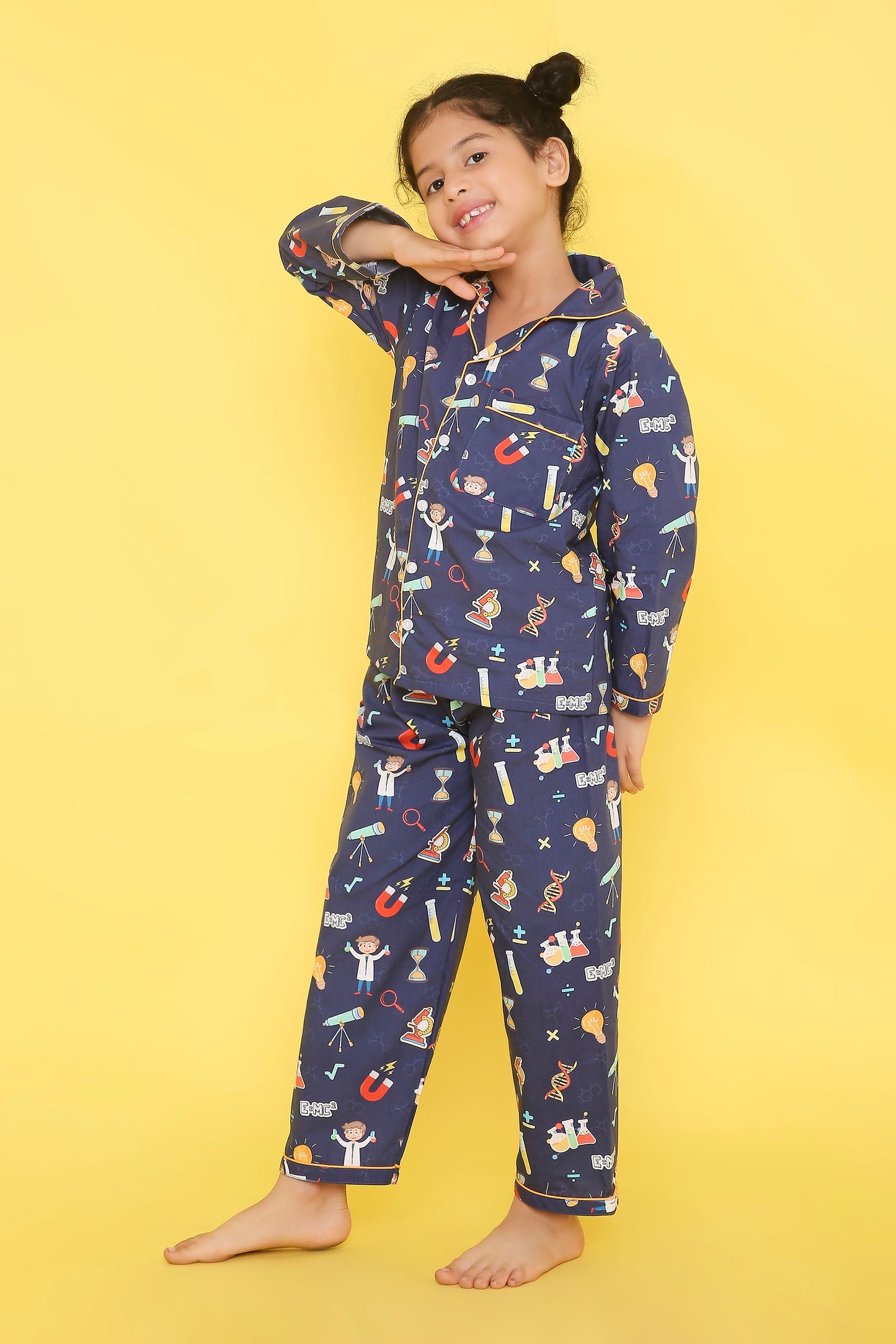 Science Print Night Suit- Blue