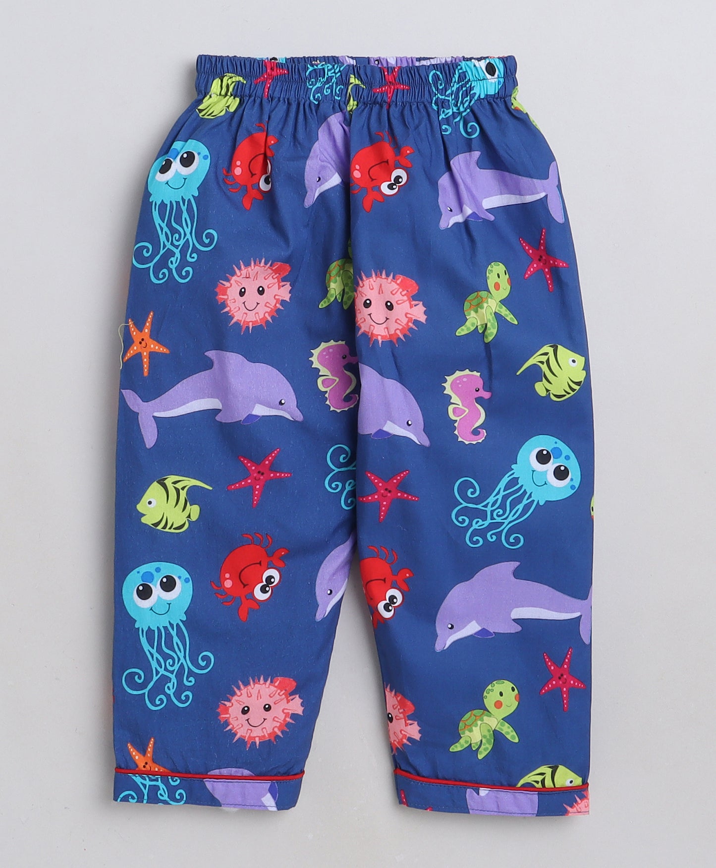 Sea Animals Print Night Suit- Blue