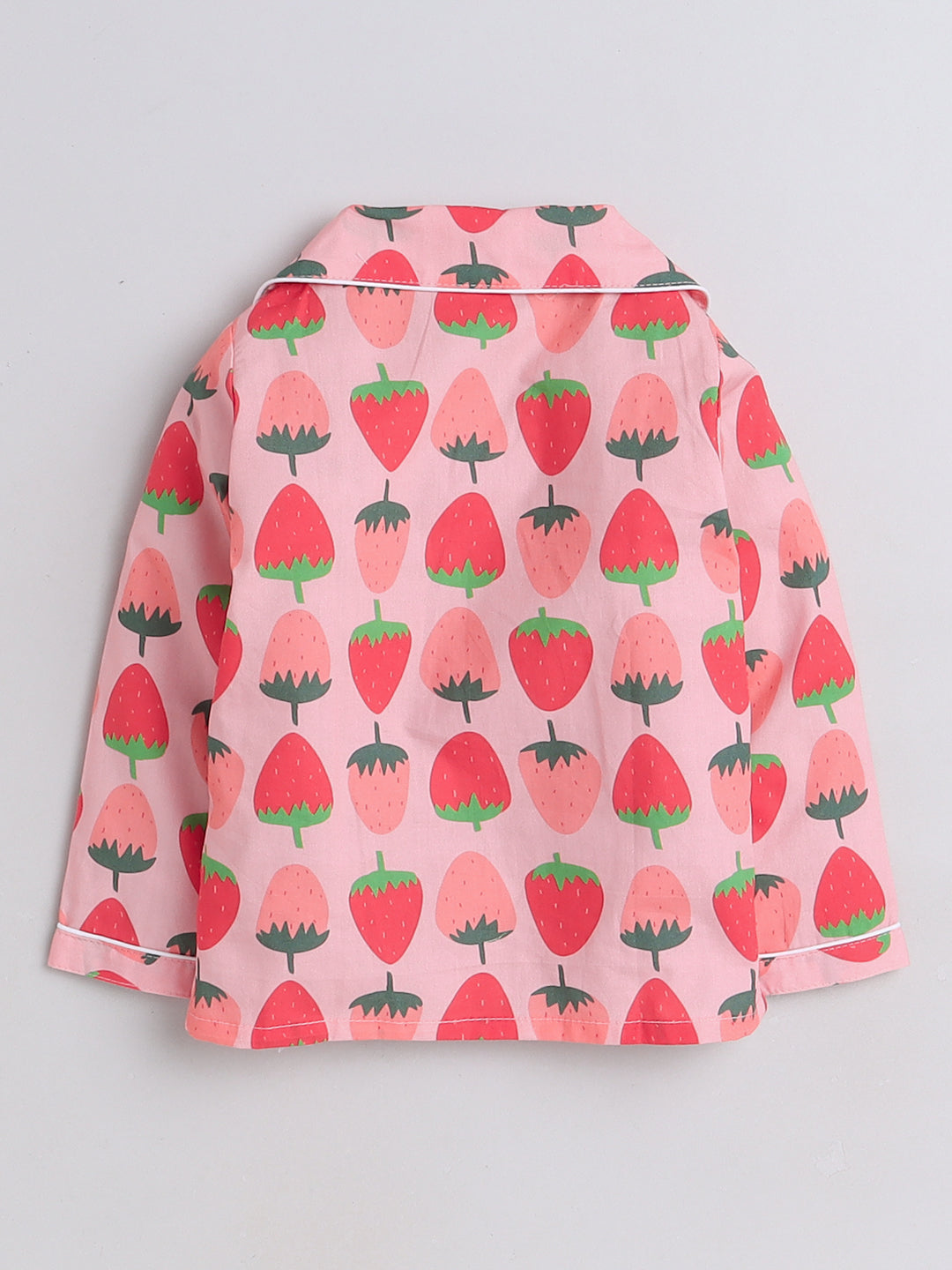 Strawberries Print Night Suit- Pink