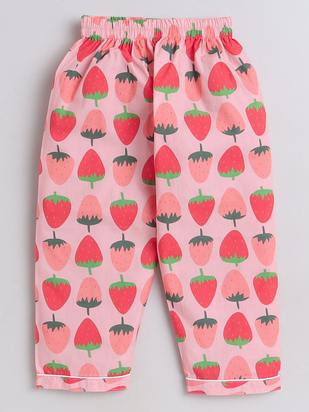 Strawberries Print Night Suit- Pink