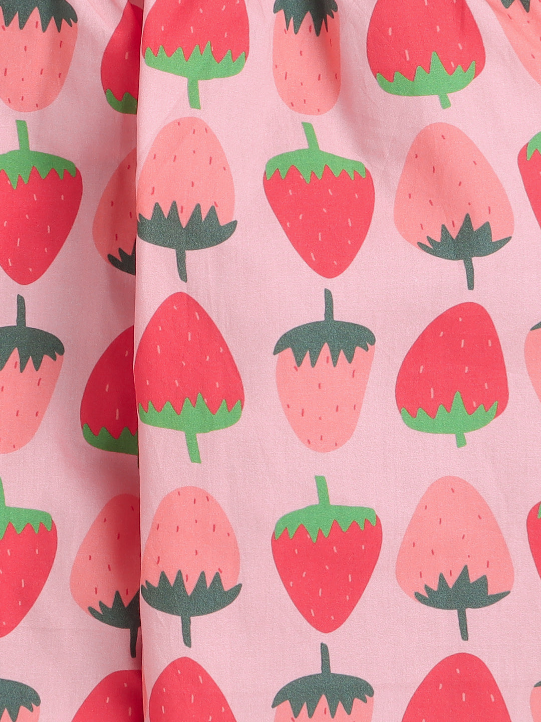 Strawberries Print Night Suit- Pink
