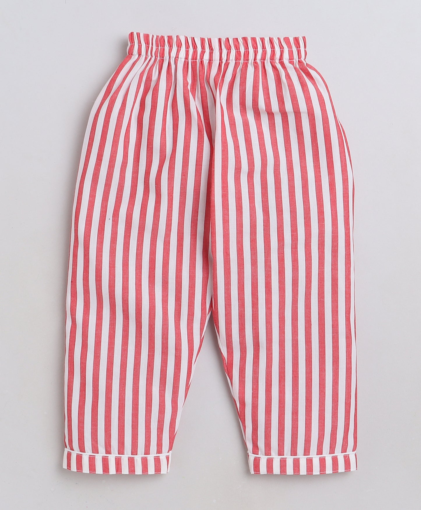 Red and White Stripes Night suit with Smart Racing Car embroidery on pocket