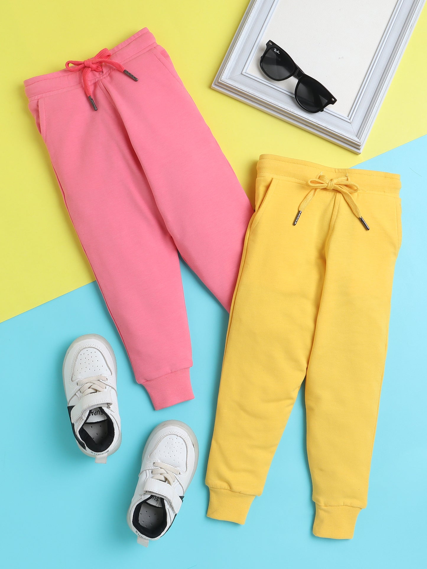Terry Jogger Pants Value Pack of 2- Pink and Yellow
